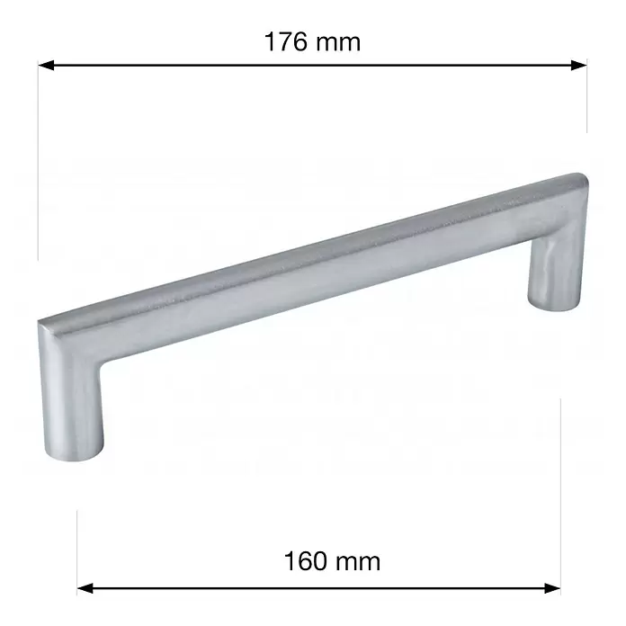 Walteco Möbelgriff Vazia - Lochabstand: 160 mm, Stahl rostfrei, Edelstahl-Optik - Silberner Möbelgriff, Lochabstand 160 mm, Gesamtlänge 176 mm.
