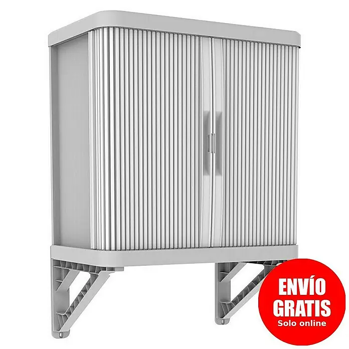 Terry Armario multiusos de plástico  Rolling Space - L x An x Al: 36 x 59 x 59,5 cm - Armario persiana gris para montaje en pared. Ideal para guardar material de oficina o como mueble elegante para tu hogar.