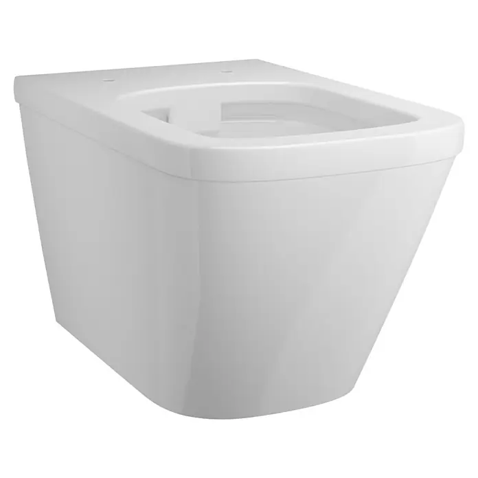 Camargue Los Angeles Wand-WC - Spülrandlos, Ohne Spezialglasur, Spülform: Tief, WC Abgang: Waagerecht, Weiß - Eine moderne, weiße Wand-Toilette mit einem minimalistischen Design. Ideal für Badezimmer mit begrenztem Platz.