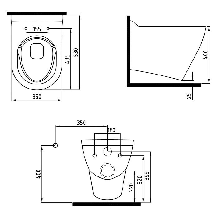 Spoelrandloze douche-wc, wandmodel (Met douchefunctie, Diepspoeler, Wit)