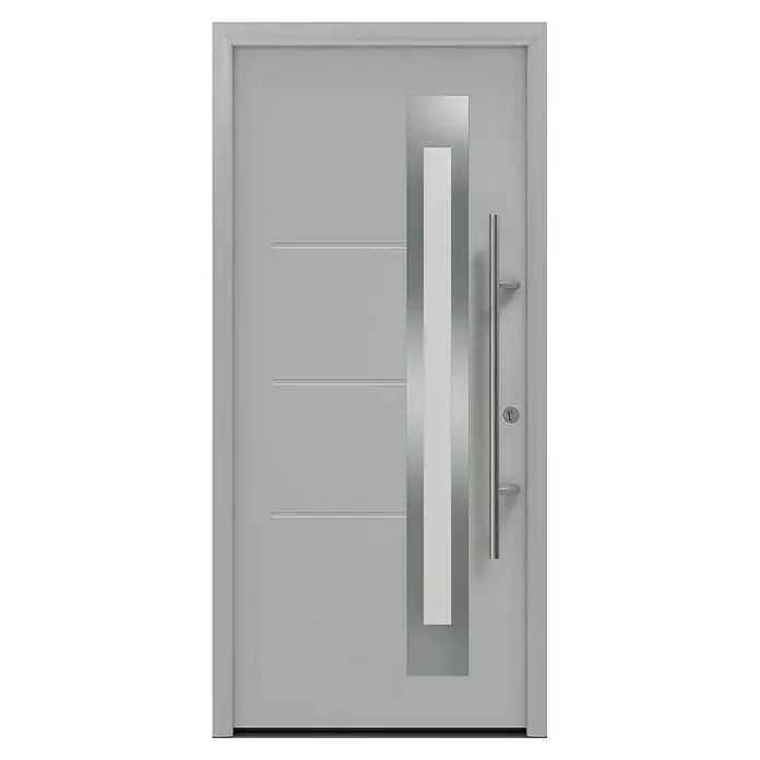 Hörmann EcoStar Haustür ISOPRO Secur IPS 780S - 110 x 210 cm, DIN Anschlag: Rechts, Weißaluminium - Moderne Haustür mit schlichtem Design, geraden Linien und einem markanten Türgriff. Ideal für zeitgemäße Architektur.