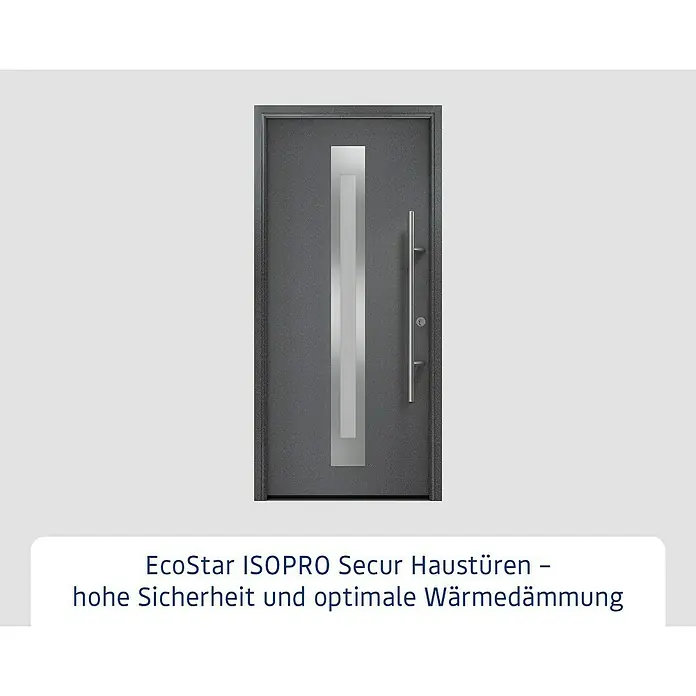Hörmann EcoStar Haustür ISOPRO Secur IPS 770S - 110 x 210 cm, DIN Anschlag: Rechts, CH 703 Anthrazit Metallic - EcoStar ISOPRO Secur Haustür: Eine sichere und optimal wärmegedämmte Haustür mit modernem Design und hoher Funktionalität.
