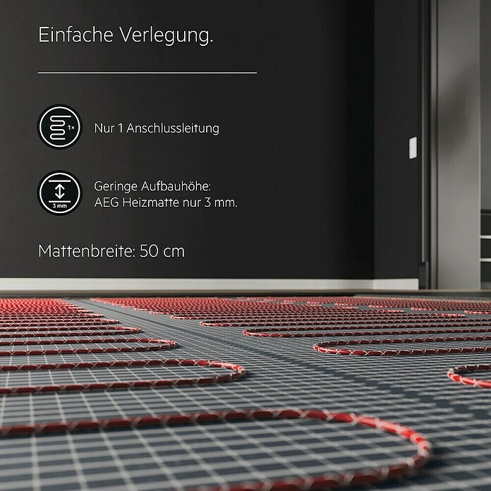 AEG Fußbodenheizung TBS TB 160/7 SET PLUS (1 400 x 50 cm, Beheizbare Fläche: 7 m², 1 120 W) | BAUHAUS
