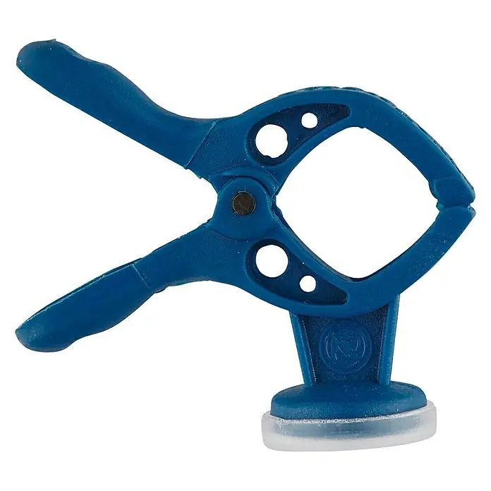 Wolfcraft Federzwinge Microfix XS - Spannweite: 15 mm, Ausladung: 15 mm - Blaues Universal-Reparaturwerkzeug mit Saugnapf für vielfältige Reparaturen. Ideal für den täglichen Gebrauch.