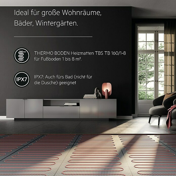 AEG Fußbodenheizung TBS TB 160/7 SET PLUS (1 400 x 50 cm, Beheizbare Fläche: 7 m², 1 120 W) | BAUHAUS