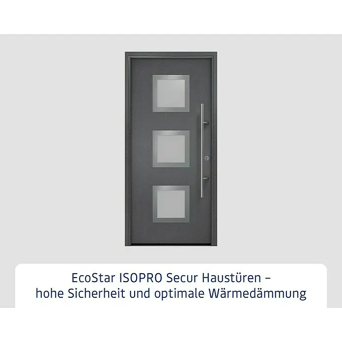 Hörmann EcoStar Haustür ISOPRO Secur IPS 810S - 110 x 210 cm, DIN Anschlag: Rechts, CH 703 Anthrazit Metallic - EcoStar ISOPRO Secur Haustür: Hohe Sicherheit und optimale Wärmedämmung mit stilvollem Design und hochwertigen Materialien.