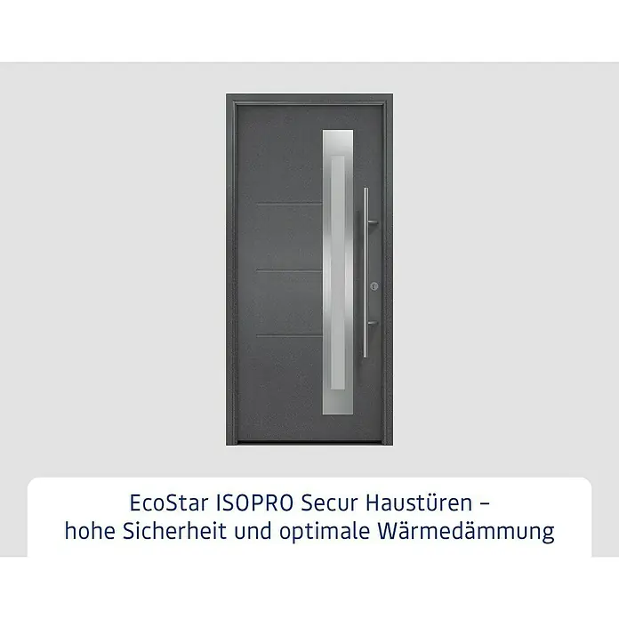 Hörmann EcoStar Haustür ISOPRO Secur IPS 780S - 110 x 210 cm, DIN Anschlag: Rechts, CH 703 Anthrazit Metallic - Moderne Haustür EcoStar ISOPRO Secur mit hoher Sicherheit und optimaler Wärmedämmung für ein stilvolles und sicheres Zuhause.