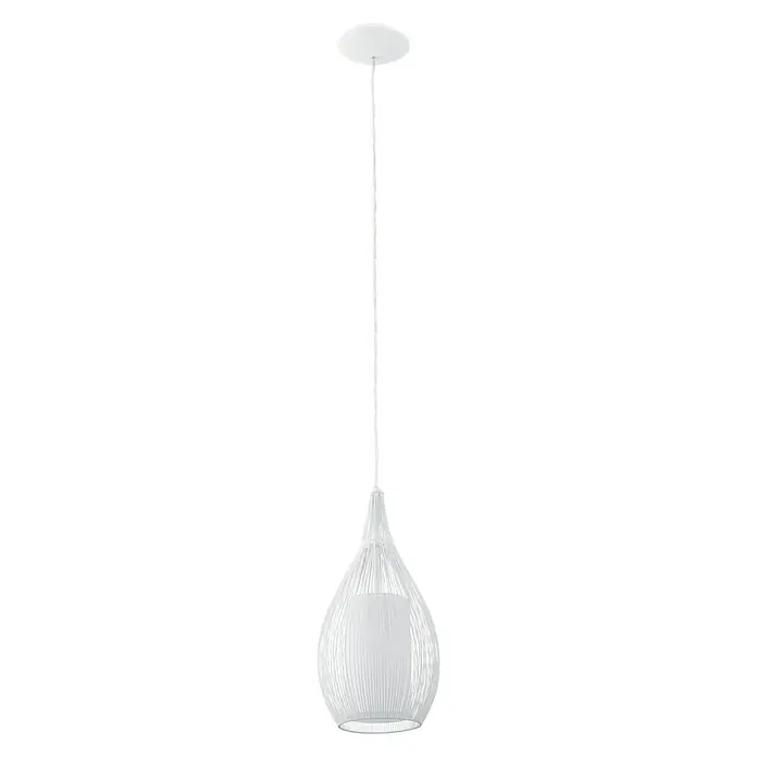 Eglo Pendelleuchte RAZONI - 60 W, Weiß, E27, 1 Stk. - Elegante weiße Pendelleuchte mit filigranem Lampenschirm, ideal für modernes Wohnambiente. Stilvolle Beleuchtung für jeden Raum.