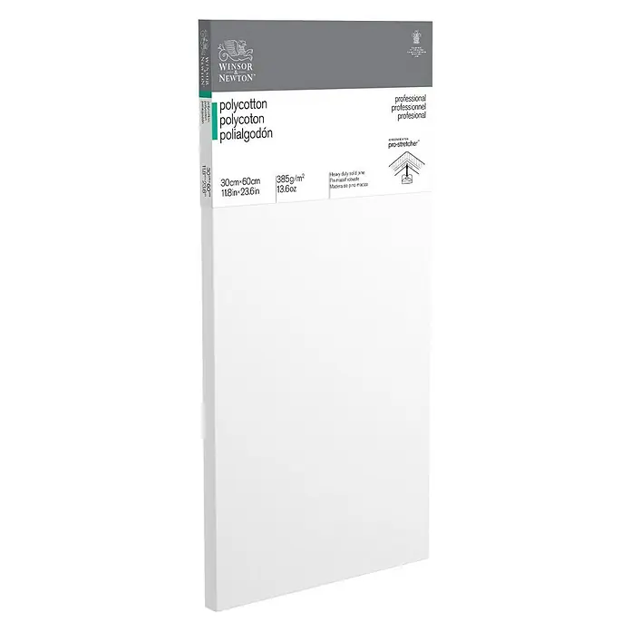 Winsor & Newton Keilrahmen Professionell - 30 x 60 x 2,1 cm, Baumwoll-Mischgewebe, 3-fach grundiert, Grammatur: 385 g/m², Mittelfein - Winsor & Newton Keilrahmen mit Polybaumwollmischung, 30x60cm, ideal für professionelle Künstler und anspruchsvolle Hobbymaler.