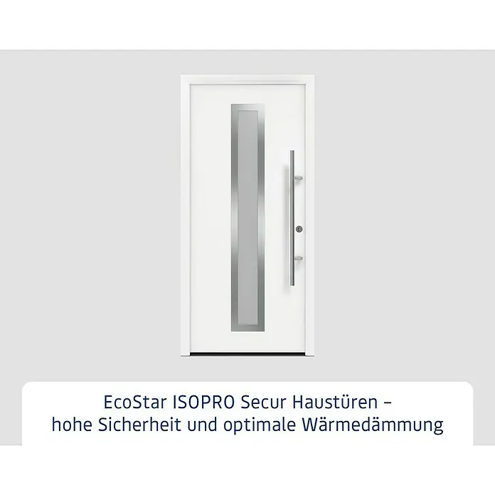 Hörmann EcoStar Haustür ISOPRO Secur IPS 700S - 110 x 210 cm, DIN Anschlag: Rechts, Verkehrsweiß - Die EcoStar ISOPRO Secur Haustür: Eine sichere und optimal wärmegedämmte Tür für Ihr Zuhause.