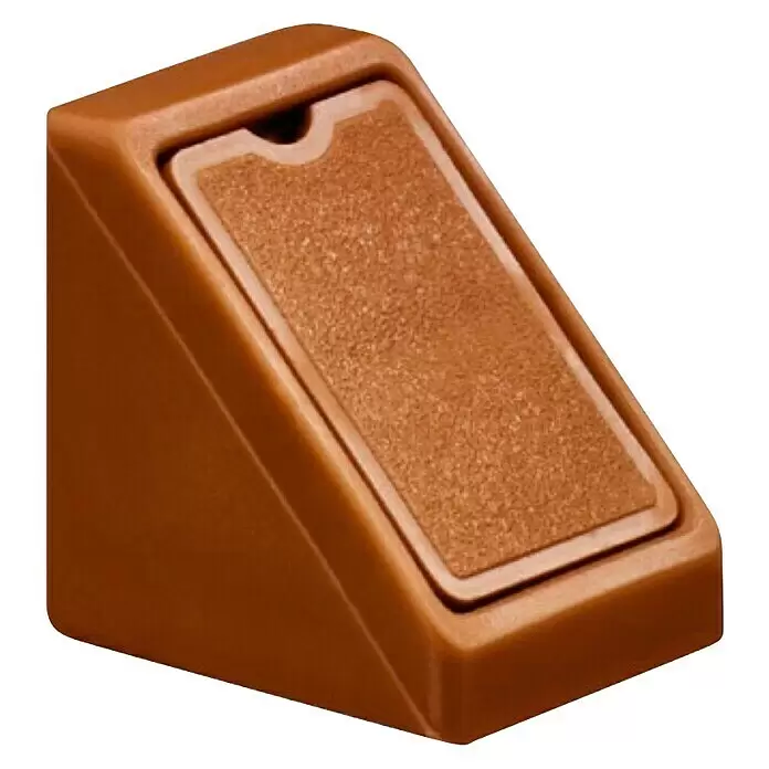 Suki Conector de esquina - 21 x 18 x 21 mm, Beige - Pieza de esquina triangular de plástico marrón con una superficie de agarre texturizada.