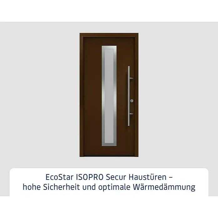 Hörmann EcoStar Haustür ISOPRO Secur IPS 700S - 110 x 210 cm, DIN Anschlag: Rechts, Terrabraun - Braune EcoStar ISOPRO Secur Haustür mit hohem Sicherheitsstandard und optimaler Wärmedämmung.