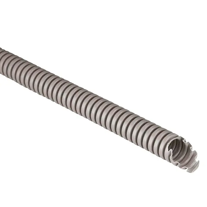 Tubo flexible reforzado - Hormigón, 100 m, Plástico, 750 N, Gris - Conducto eléctrico flexible gris para protección de cables, aislante y resistente, ideal para instalaciones de edificios y cableado de máquinas.