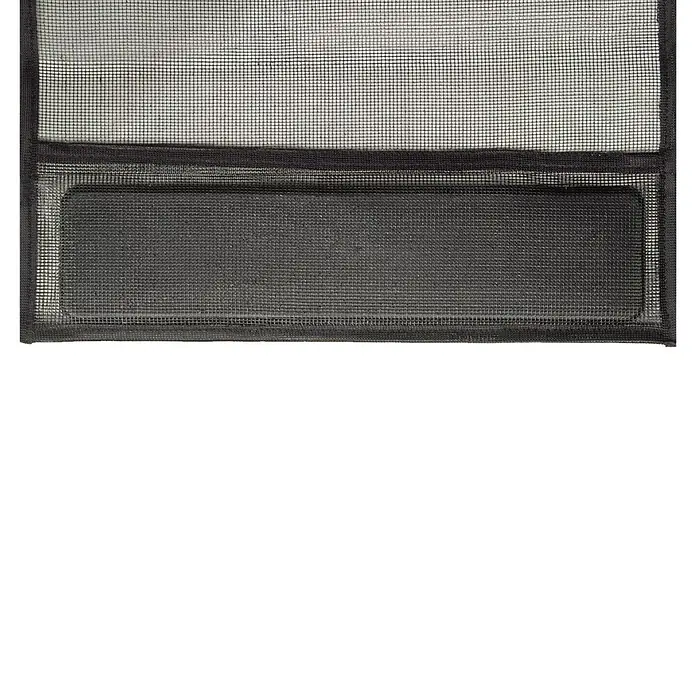 Easy Life Lamellenvorhang - B x H: 100 x 220 cm, Farbe Netz: Anthrazit - Nahaufnahme eines schwarzen Insektenschutzgitters mit verstärktem Bereich. Ideal für Fenster und Türen.