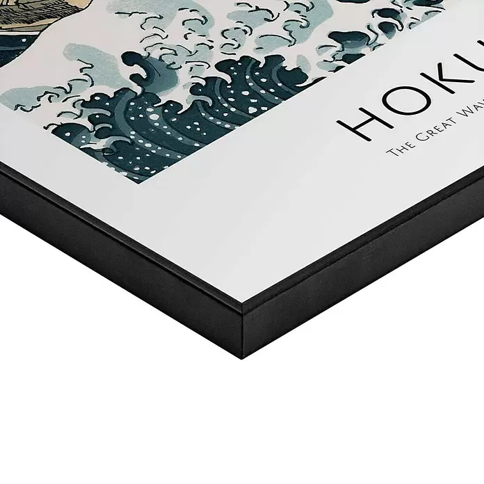 Reinders Bild Slim Frame Black - Hokusai, B x H: 30 x 40 cm - Schwarz gerahmter Druck von Hokusais Großer Welle.