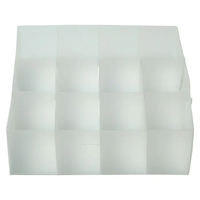 Jocca Organizador para cajón - Número de compartimentos: 12 ud., Transparente - Organizador transparente con doce compartimentos. Ideal para guardar objetos pequeños, con una estructura clara y ordenada.
