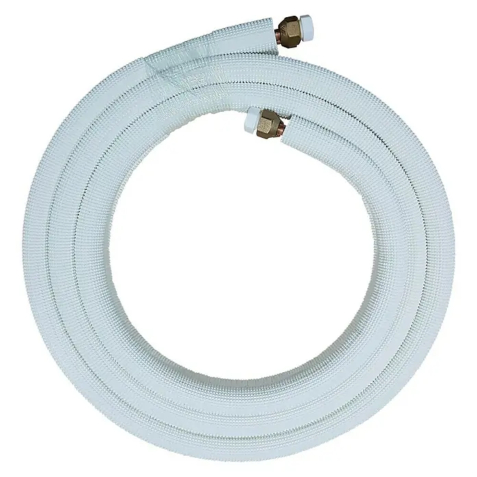 ZimaKlima Kit de montaje e instalación de aire acondicionado - Largo: 5 m, 1/4"-3/8", Aire acondicionado - Juego de líneas aisladas para aire acondicionado mini-split con cubierta protectora blanca duradera y accesorios de latón para un rendimiento óptimo.