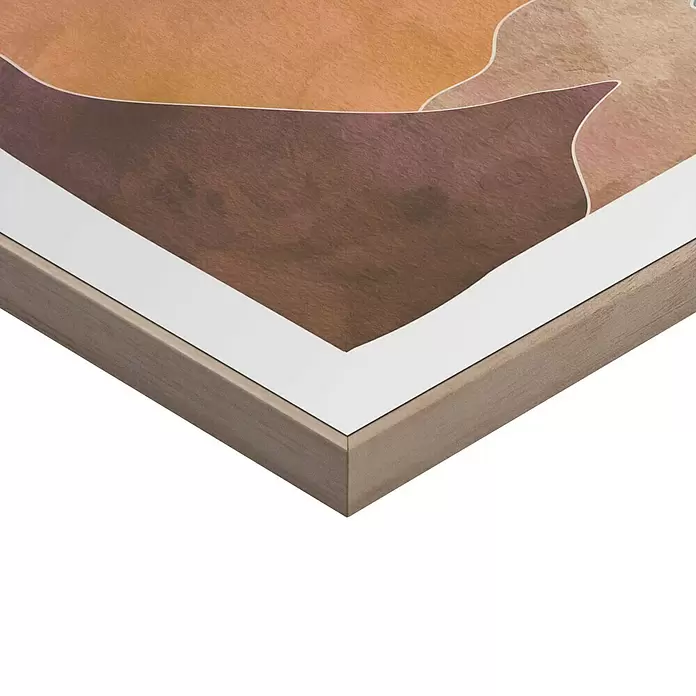 Reinders Bild Slim Frame Wood - Nature Canyon, B x H: 30 x 40 cm - Gerahmter abstrakter Kunstdruck mit braun-orangen Schichten, weißem Passepartout und hellem Holzdekorrahmen.