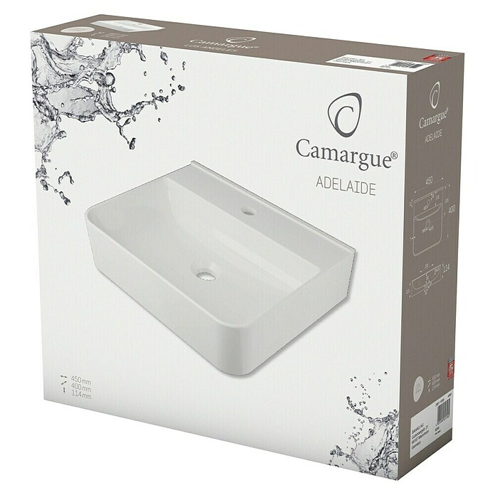 Camargue Lavabo pequeño Adelaide (45 x 40 cm, Cerámica, Blanco)