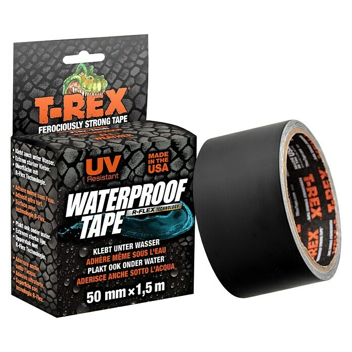 T-Rex Textieltape Waterproof (Zwart, 1,5 m x 50 mm)