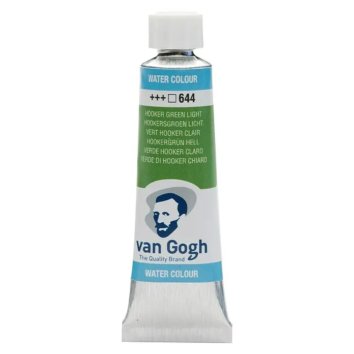 Talens Van Gogh Acuarela - Verde hoocker claro, 10 ml, Tubo - Un tubo de pintura de acuarela Van Gogh, tono Hooker Green Light, para artistas y aficionados.