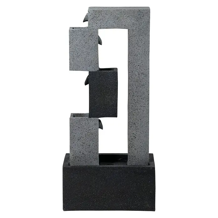 Dobar Gartenbrunnen - 40,5 x 21,5 x 90,5 cm, Kunststoff, Grau - Elegantes Wasserspiel für den Innenbereich. Das moderne Design in Grau und Schwarz ist ein echter Hingucker für jedes Zuhause.