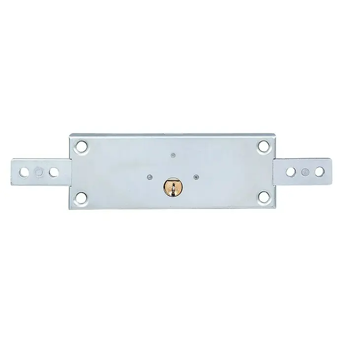 FAC Cerradura para persianas - L x An x Al: 212 x 60 x 42 mm, Apertura universal - En la imagen se ve una robusta cerradura de embutir con agujeros para un montaje seguro. Ideal para mayor seguridad.