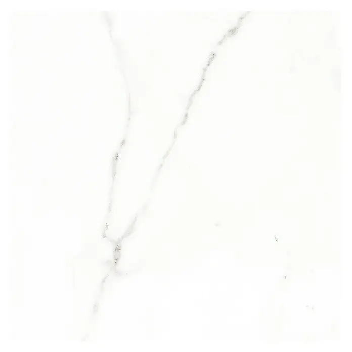 Pavimento porcelánico Palatina - 60,5 x 60,5 cm, Blanco Carrara, Brillante - Elegante losa de mármol blanco con vetas grises delicadas, ideal para interiores de estilo y diseño de superficies.