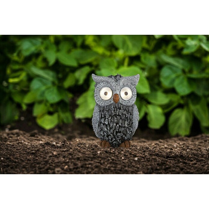 Globo LED-Solar-Dekoleuchte Eule (Grau, 13,5 x 11,5 x 19,5 cm)