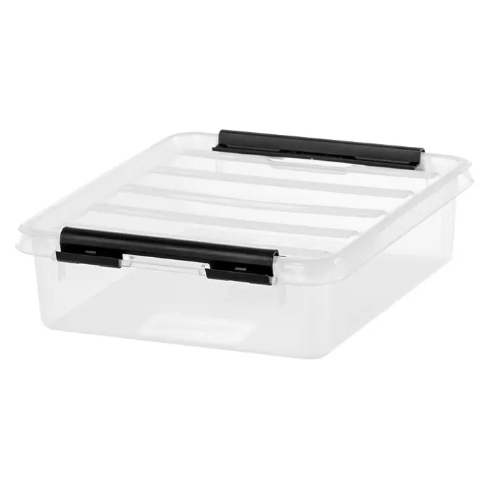 SmartStore Aufbewahrungsbox Classic 1 - L x B x H: 21 x 17 x 6 cm, Kunststoff, Transparent - Klarer Kunststoffbehälter mit schwarzem Verschluss. Ideal für die Aufbewahrung verschiedener Gegenstände. Praktisch und robust.
