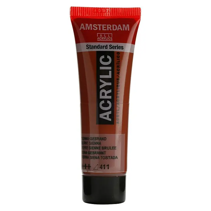 Talens Amsterdam Pintura acrílica Standard - Tierra Siena tostada, 20 ml, Tubo - Tubo exprimible de pintura acrílica Amsterdam en siena tostada de la serie Standard.