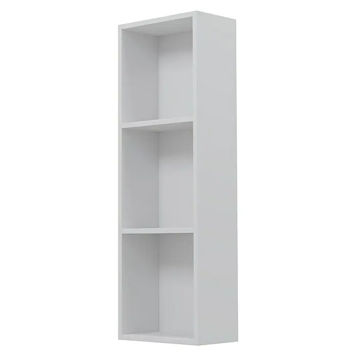Camargue Espacio Modulregal - 30 x 17 x 90 cm, Weiß - Aufnahme eines hohen weißen Bücherregals mit drei Fächern.