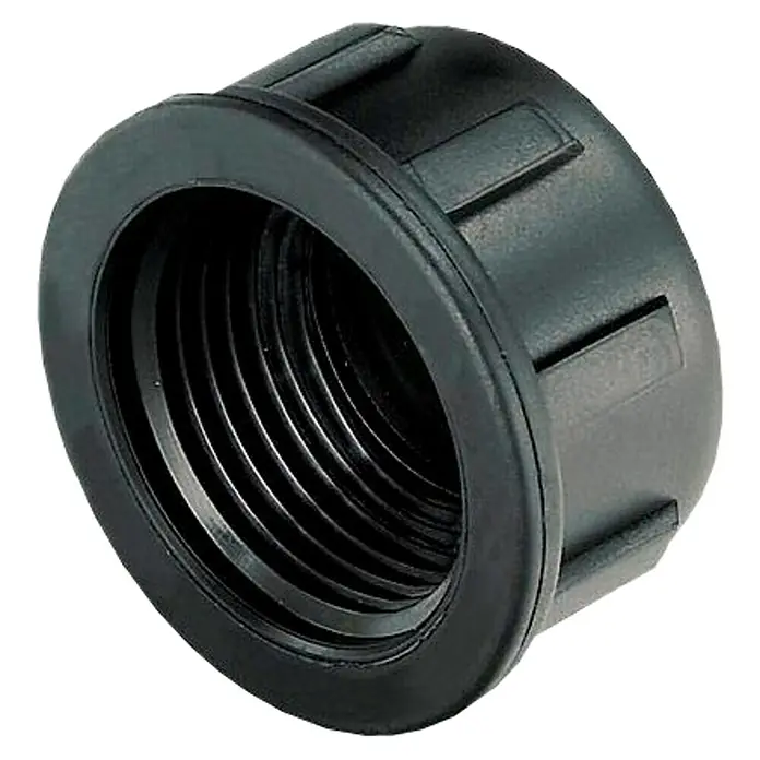 Tapón de sellado Hembra - 1 ud., 1¼'' - Prensaestopas negro con rosca interna para instalaciones eléctricas, ideal para conexiones seguras y protección de cables.