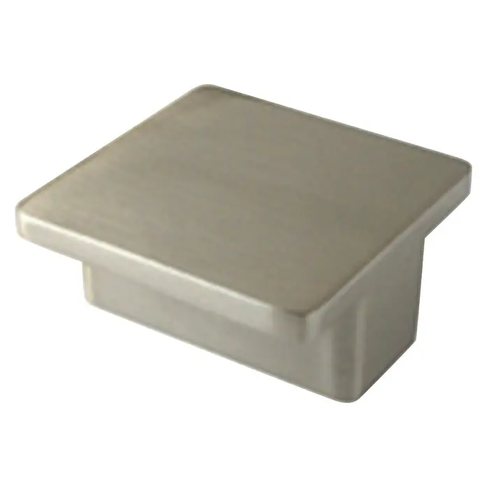 Nesu Pomo para muebles 809816 - L x An x Al: 3,8 x 3,8 x 2,4 cm, Acero, Níquel - Primer plano de un moderno tirador de mueble cuadrado en acabado de níquel cepillado, ideal para cajones y armarios.