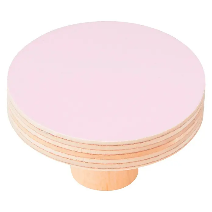 Nesu Pomo para muebles Círculo rosa - Ø x Al: 80 x 27 mm, Madera, Lacado - Primer plano de un tirador de mueble de madera redondo y rosa, perfecto para decorar habitaciones infantiles.