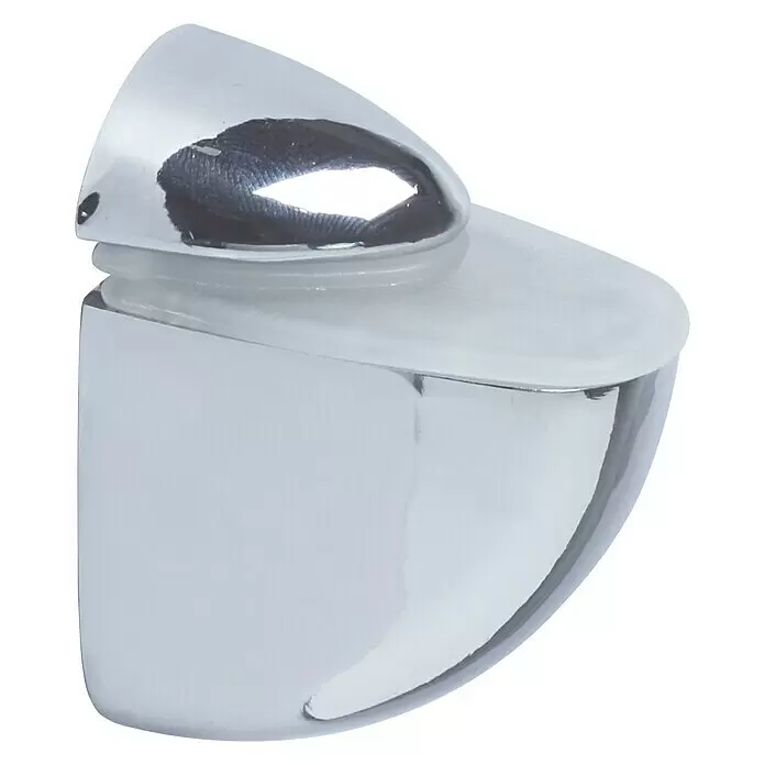 Rei Soporte de pared para estantes Brillante - L x An x Al: 5,4 x 4,1 x 2,6 cm, Cromo, Apto para: Estantes - Soporte de estante cromado con inserto de plástico esmerilado, diseñado para asegurar estantes de vidrio.