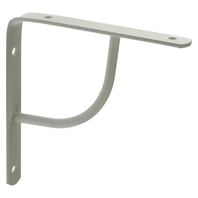 Rei Escuadra de soporte Belly - Plateado, L x An x Al: 15 x 15 x 2 cm - Soporte de estante de metal blanco con soporte redondo para montaje en pared y construcción estable.