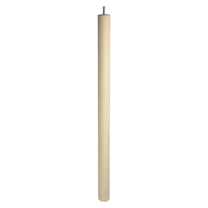 Rei Pata para muebles - Ø x L: 4,7 x 70 cm, Capacidad de carga: 30 kg, Madera - Una sola pata de mueble de madera clara, ideal para proyectos de bricolaje o como repuesto. Incluye un tornillo metálico para facilitar la instalación.
