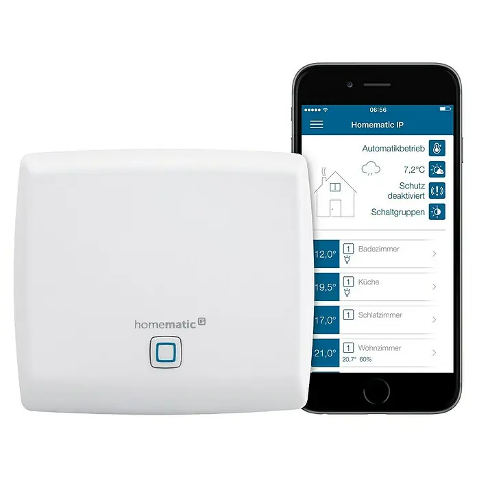 Homematic IP Steuerzentrale Access Point HmIP-HAP - Weiß, 11,8 x 10,4 x 2,6 cm, Funkfrequenz: 868 MHz - 869,4 MHz - Homematic IP Smart Home Zentrale mit App-Steuerung zur Automatisierung des Zuhauses und Kontrolle von Heizung, Licht und Sicherheit.