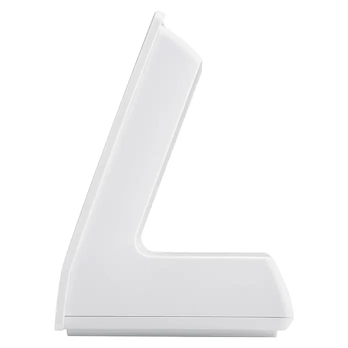 Homematic IP Halterung Tischaufsteller HmIP-DS55 - Batteriebetrieben, 7,9 x 9 x 6,7 cm, Weiß - Draufsicht eines weißen Ladegeräts, ideal zum Aufladen Ihrer Geräte. Praktisch und elegant für jeden Schreibtisch.