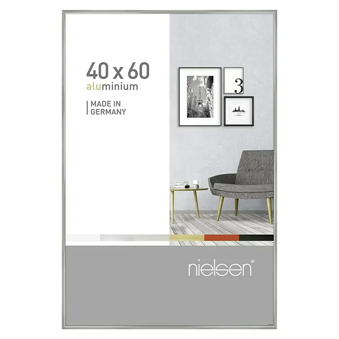 Nielsen Alurahmen Pixel - 40 x 60 cm, Silber - Nielsen Aluminium Bilderrahmen 40x60 cm: Moderner, silberner Rahmen für Fotos und Kunstwerke, hergestellt in Deutschland.