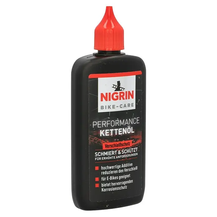 Nigrin Kettenöl E-Bike - 100 ml - NIGRIN Bike-Care Performance Kettenöl: Hochwertiges Kettenöl für Fahrräder, besonders geeignet für E-Bikes, bietet Verschleiß- und Korrosionsschutz.