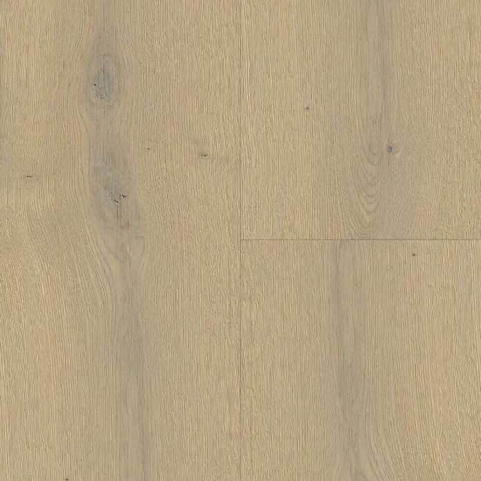 Living by Haro Parkettmuster Eiche Grey strukturiert Naturöl - 290 x 180 x 12 mm, Landhausdiele - Nahaufnahme des hellen Eichenparkettbodens mit natürlichen Holzmaserungen und subtilen Farbunterschieden.