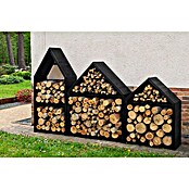 Werth Holz Kaminholzregal Dione II (Schwarz, 370 x 1.200 x 1.500 mm, Holz)