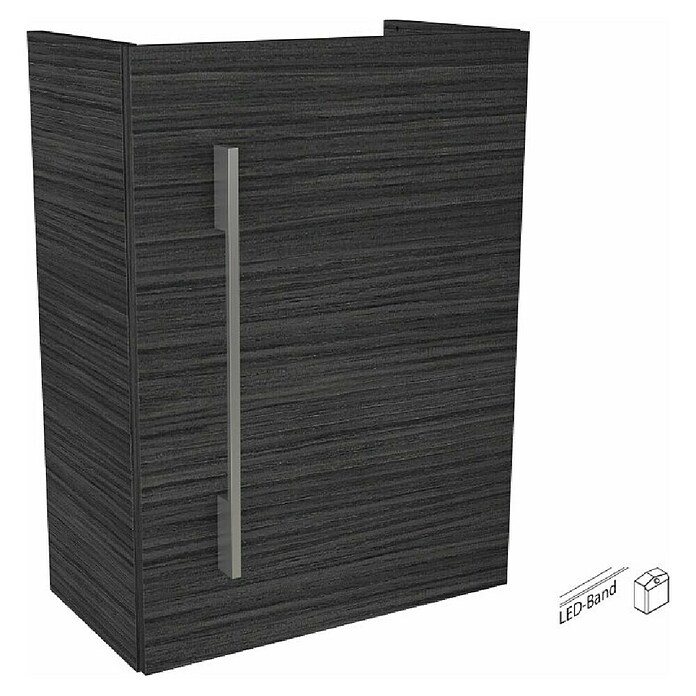 Camargue Stella Mini Waschtischunterschrank (22,5 x 44 x 60 cm, Mit Beleuchtung, Darkoak, Matt)