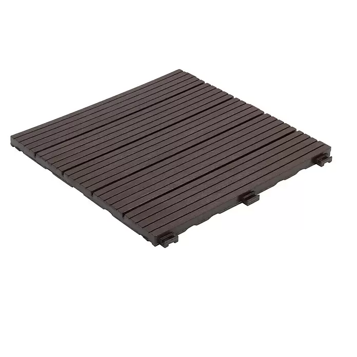 Klickfliese Cosmopolitan - Kunststoff, 45 x 45 x 2,5 cm, Mocha, 1 Stk. - Quadratische dunkelbraune Terrassenfliese mit Lamellen und Stecksystem, ideal für Balkon oder Terrasse.