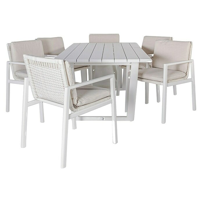 Kactus republic Conjunto de muebles Onix (7 pzs., Aluminio/Ratán sintético, Blanco) | BAUHAUS