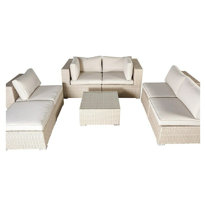 Kactus republic Conjunto de muebles Turín (7 pzs., Acero/Ratán sintético, Perla) | BAUHAUS