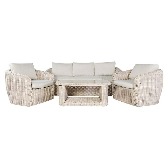 Kactus republic Conjunto de muebles Morea (4 pzs., Aluminio/Ratán sintético, Perla) | BAUHAUS