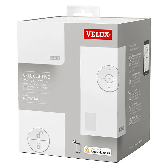 Velux Active Starter-Set with NETATMO KIX 300 - Passend für: VELUX Solar- & Elektro-Produkte ab 2007 & Manuelle Schwingfenster ab Mai 2000 (erfordert ein Solar-Nachrüst-Set für manuelle VELUX Dachfenster: KSX 100K WW / KSX 100 WW) - Ein VELUX ACTIVE Indoor Climate Control System in der Verpackung. Es ermöglicht die intelligente Steuerung von VELUX Dachfenstern.